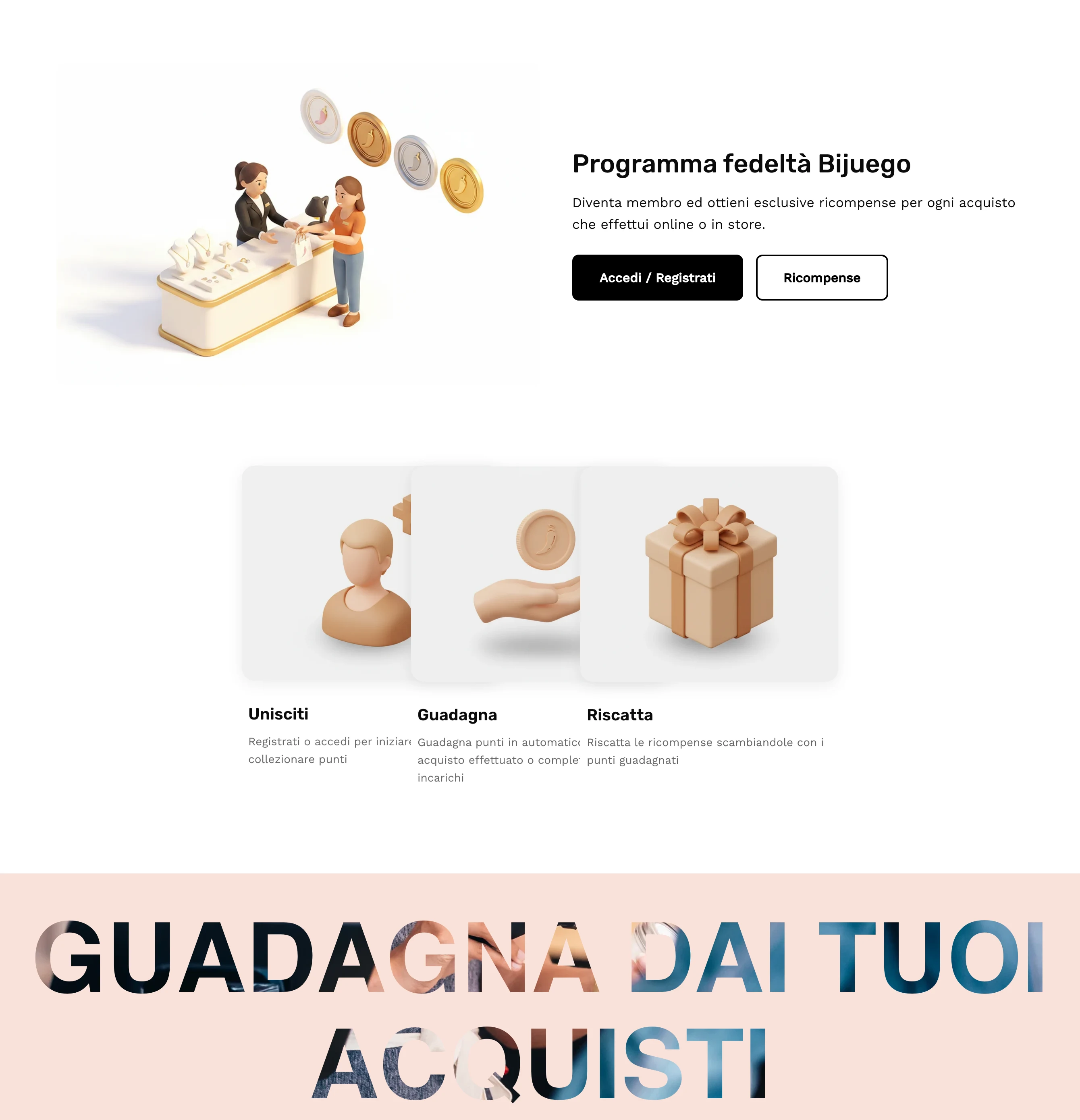 Página de fidelización propia de Bijuego — Programma Fedeltà Bijuego