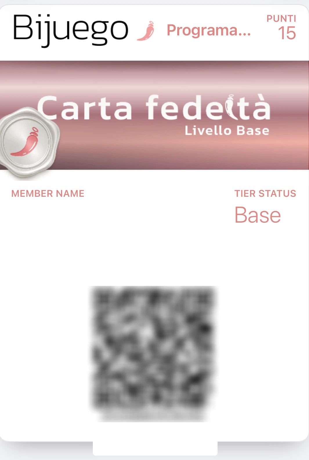 Pase de wallet Carta fedeltà de Bijuego