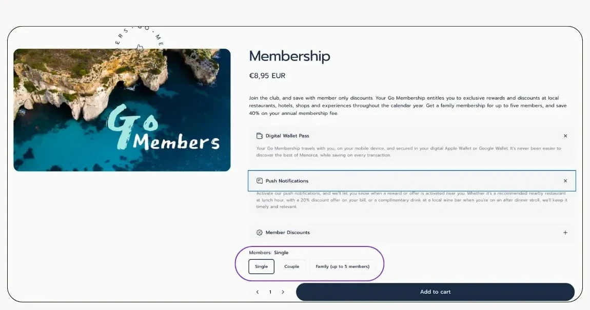 Go Menorca tiered rewards