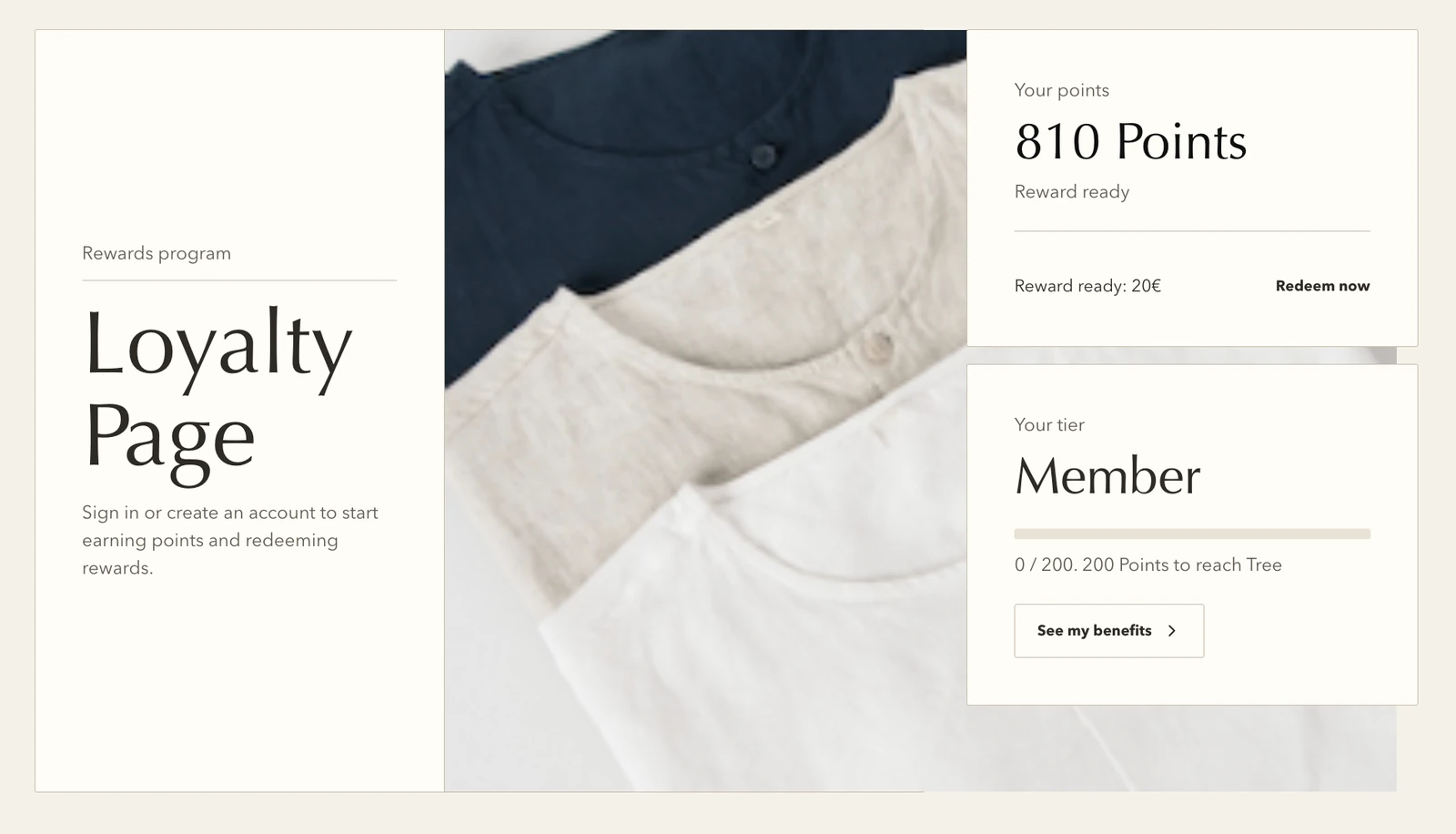 Loyalty Hub storefront page showing ways to earn points